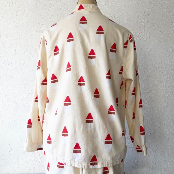 Hanna Andersson Holiday Flannel Pajama Set Scandi Santa on Almond Adult L - Picture 3 of 10